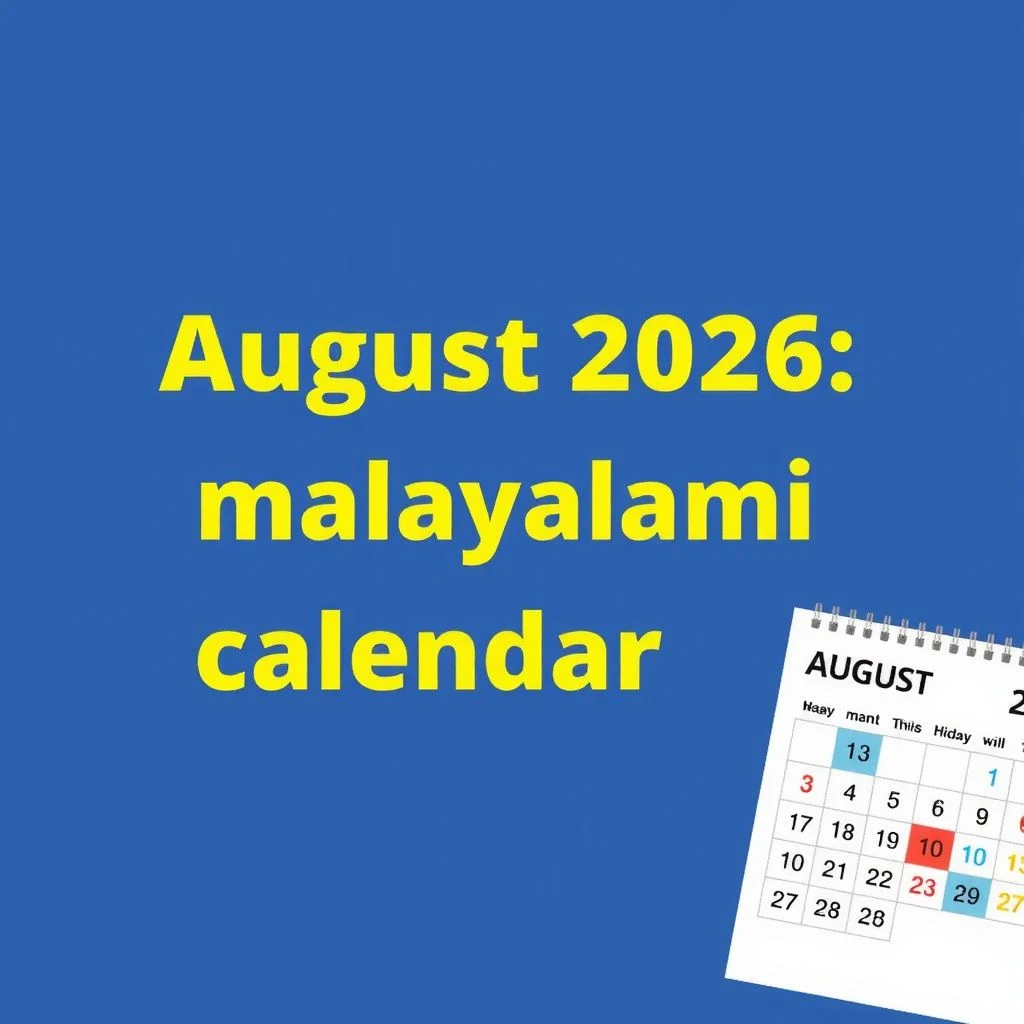 august 2026 malayalam calendar illustration
